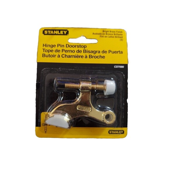 Stanley Hinge Pin Door Stop 85-6310 Bright Brass Finish Hardware Home Repair - Picture 1 of 4